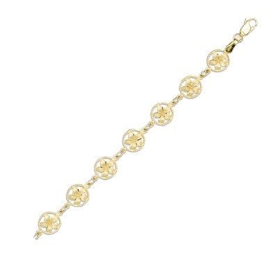 14kt Yellow Gold 10mm Plumeria in Circle Bracelet