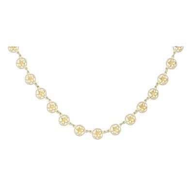 14kt Yellow Gold 8mm Plumeria in Circle Necklace