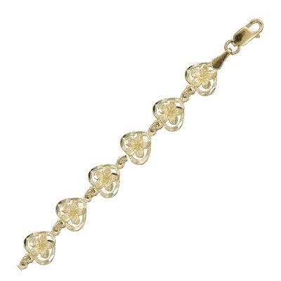 14kt Yellow Gold 8mm Plumeria in Heart Bracelet