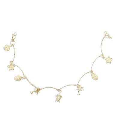 14kt Yellow Gold Hawaiian Mixed Charms Bracelet