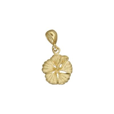 14kt Yellow Gold 12mm Hawaiian Hibiscus Pendant