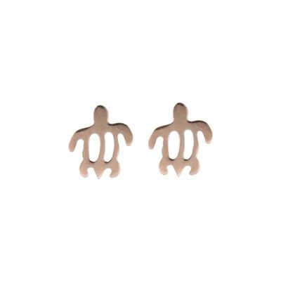 14kt Rose Gold Cut-Out Hawaiian Turtle (HONU) Pierced Earrings