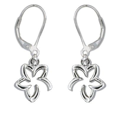 Sterling Silver Tiffany Style Open Hawaiian Plumeria with Lever Back Earrings