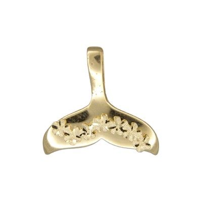 14kt Yellow Gold Plumeria Leis Design with Whale Tail Pendant