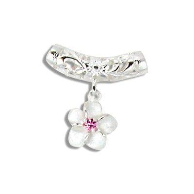 Sterling Silver 6mm Barrel Slide with Pink Ice Flower