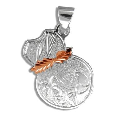 Sterling Silver Rose Gold Coated Kahiko Ipu Pendant (L)