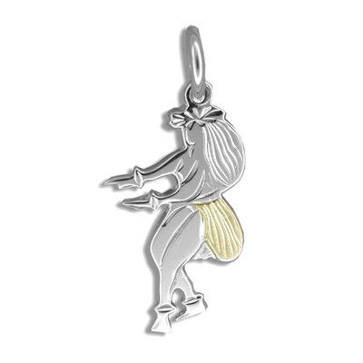 Sterling Silver Yellow Gold Coated Kahiko Hula Dancing II Pendant