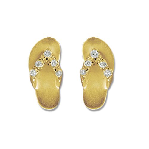 14kt Yellow Gold Hawaiian Slipper with CZ Earrings