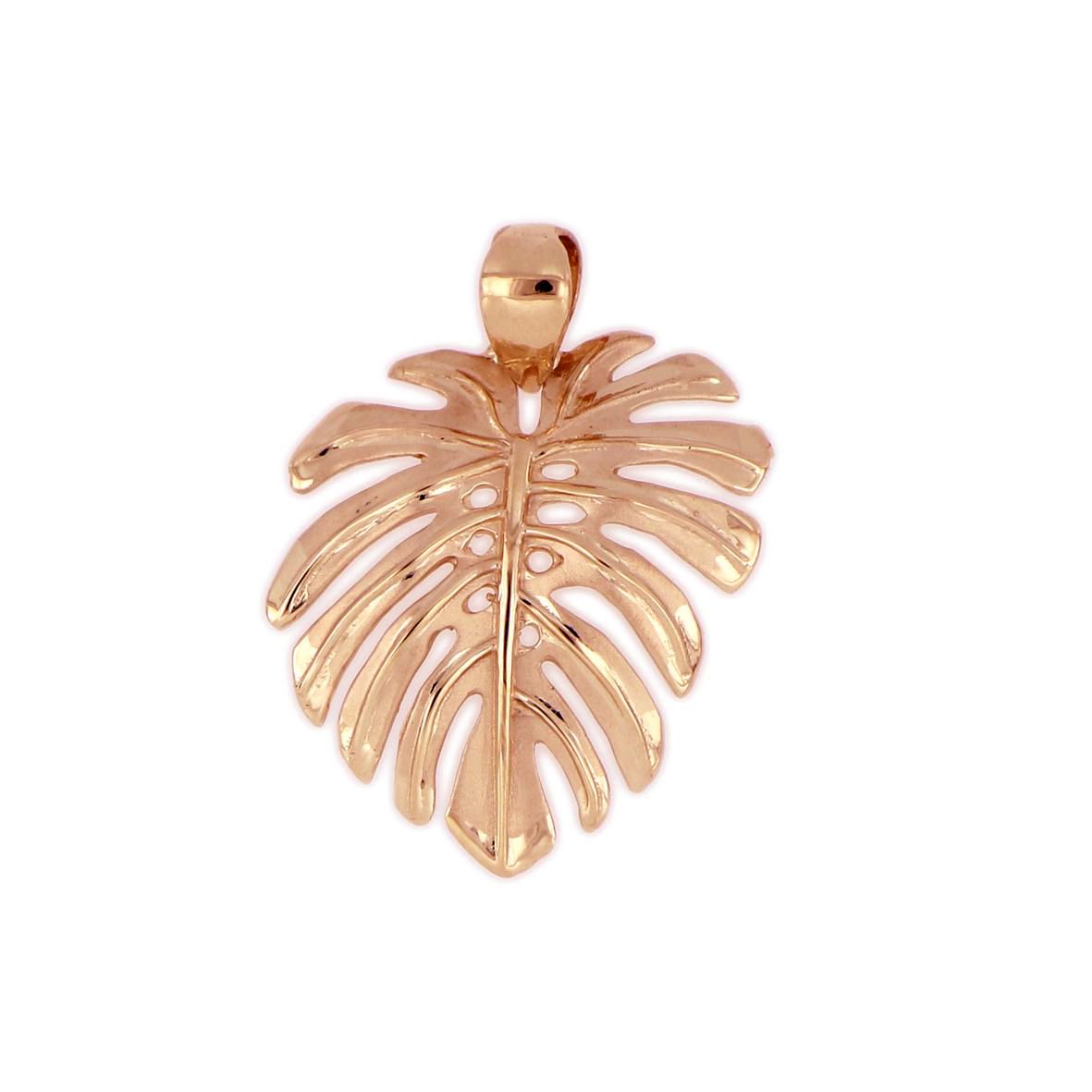 14KT Rose Gold Hawaiian Monstera Leaf Pendant (L)