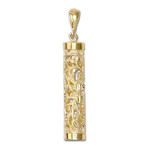 14kt Yellow Gold Hawaiian Hand-Carved Tube Pendant