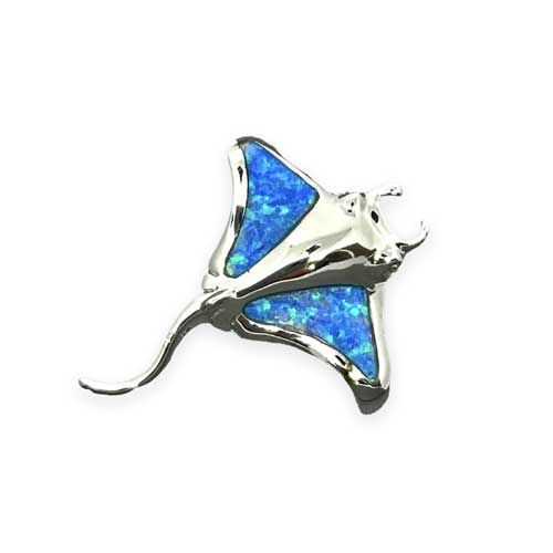 Sterling Silver Blue Opal Manta Pendant