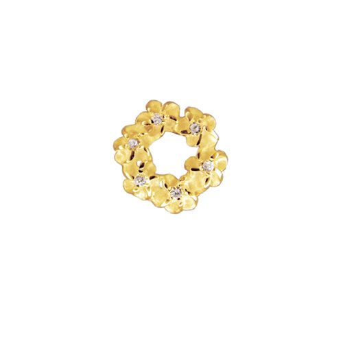 14kt Yellow Gold 6mm Plumeria Leis with CZ Pendant
