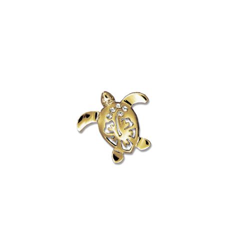 14kt Yellow Gold Hawaiian Hibiscus Honu Pendant (S)