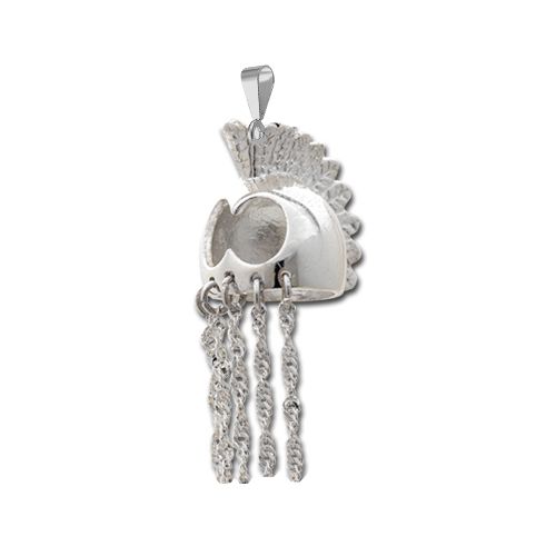 Sterling Silver Hawaiian Warrior Helmet Pendant (L)