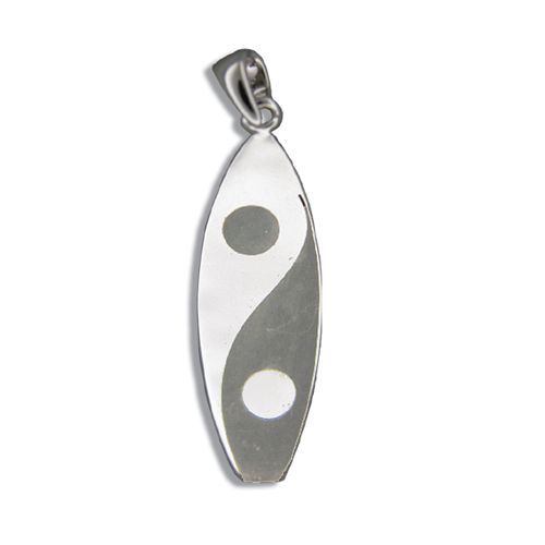 Sterling Silver Hawaiian Yin Yang with Surfboard Shaped Pendant (L)