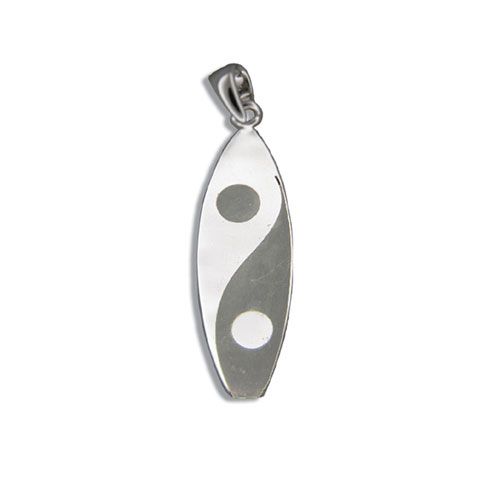 Sterling Silver Hawaiian Yin Yang with Surfboard Shaped Pendant (S)