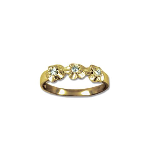 14KT Gold Plumeria Ring with stones.