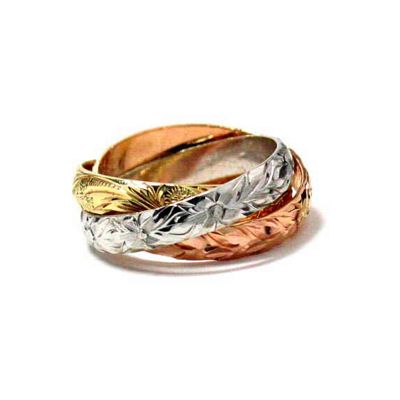 Sterling Silver Hawaiian Tri-color Eternity Ring