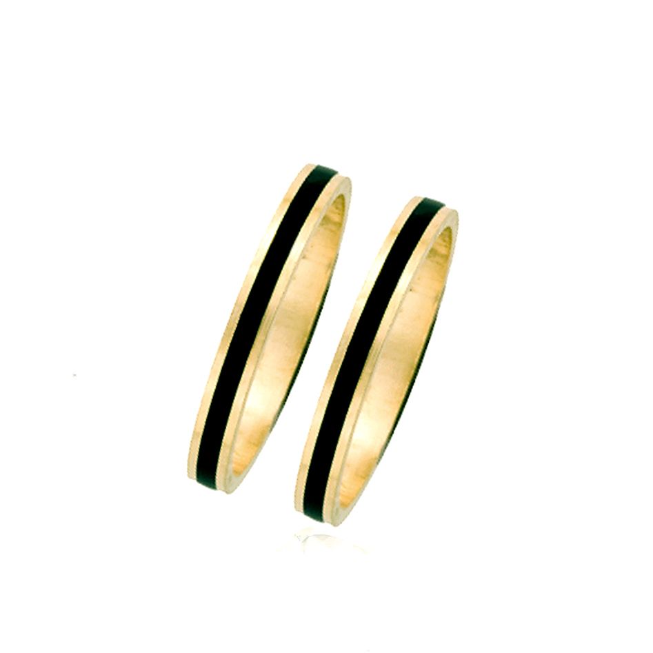 A Pair of 14KT Black Enamel Hawaiian Ring Guard (set of 2)