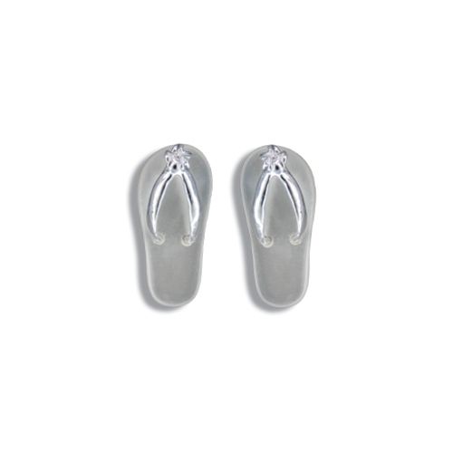 Sterling Silver Hawaiian Plumeria with Mother of Pearl (MOP) Shell Slipper Pierced Earrings