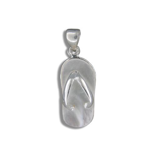 Sterling Silver Hawaiian Mother of Pearl (MOP) Shell Slipper Pendant