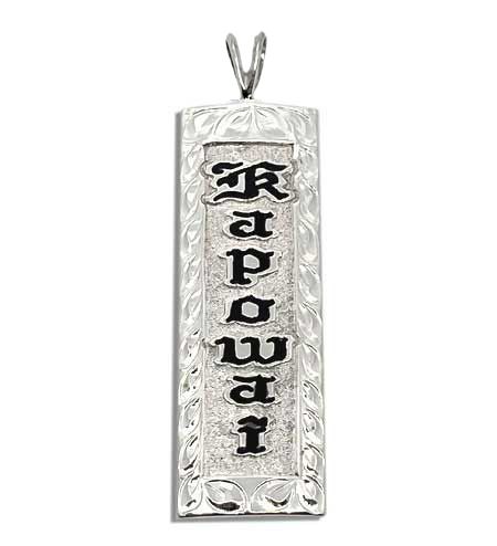 Sterling Silver Name Drop Hawaiian Pendant with Maile Leis Design