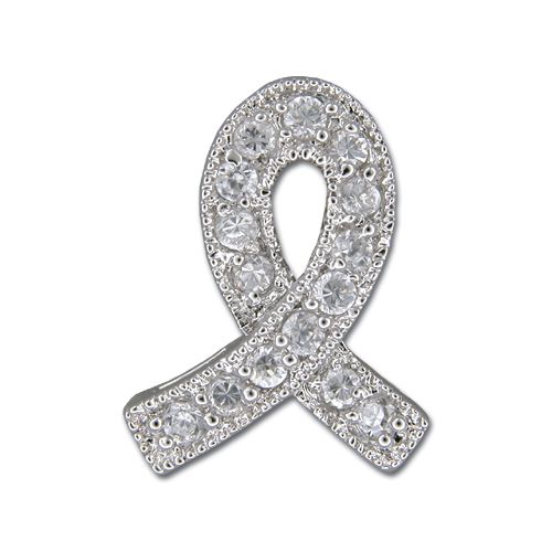 Sterling Silver Ribbon Design with Clear CZ Pendant 