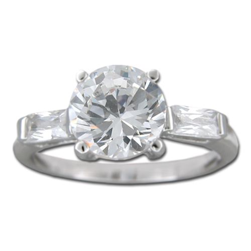 Sterling Silver Minimalist Round-Cut Clear CZ Ring 